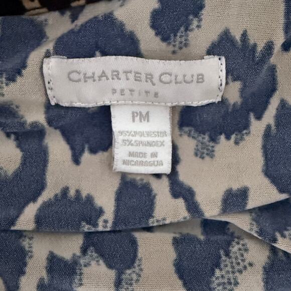 Charter Club Brown Leopard Print V Neck Quarter Sleeve Blouse Womans Size PM - Picture 5 of 7